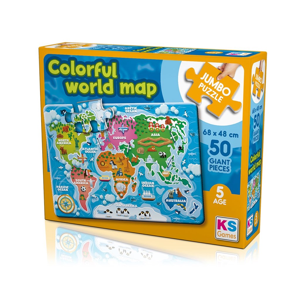 Colorful World Map Jumbo Puzzle 50 Parça JP 31015
