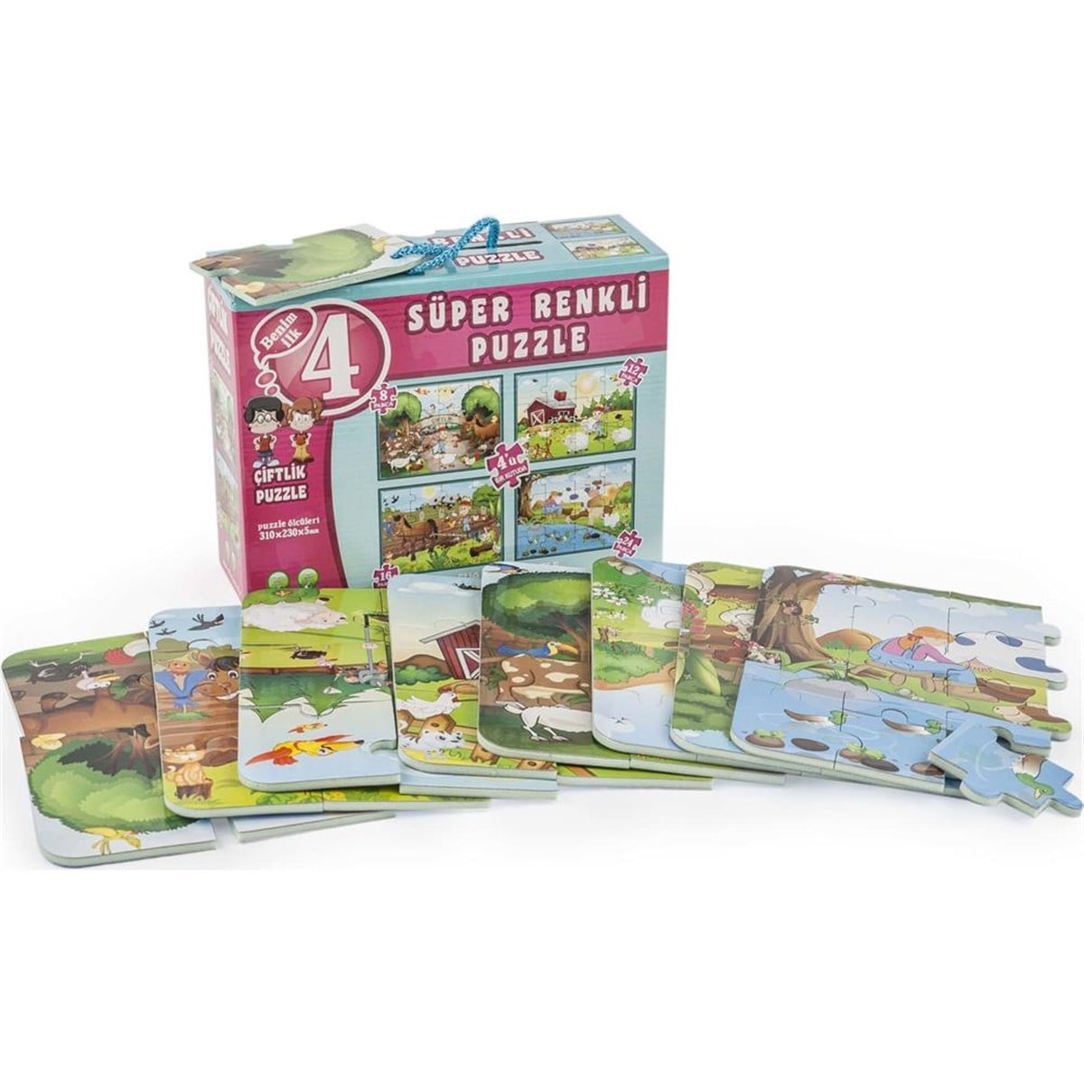 Dıy Toy Çiftlik Süper Renkli Puzzle (4 Adet Puzzle)