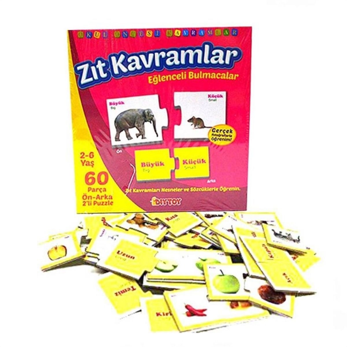 Diy Toy Eğlenceli Zıt Kavramlar 60 Parça Çift Taraflı Puzzle
