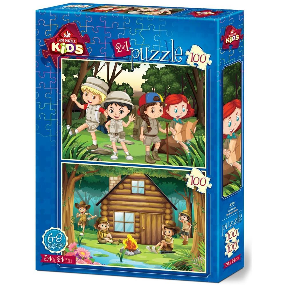 Heidi Oyuncak Art Çocuk Puzzle İzci Kampı 2x100 Parça 4519