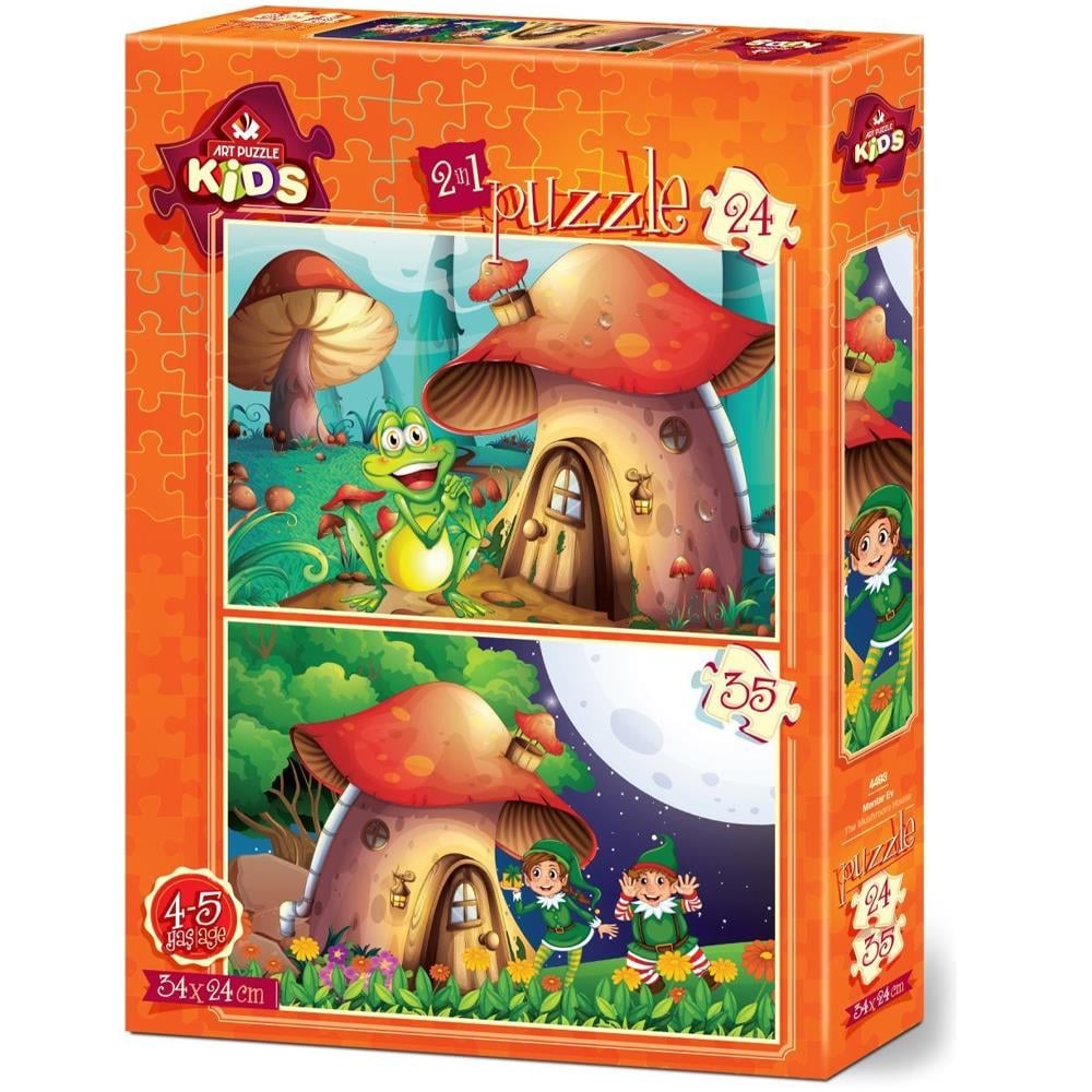 Heidi Oyuncak Art Çocuk Puzzle Mantar Ev 24 + 35 Parça 4493