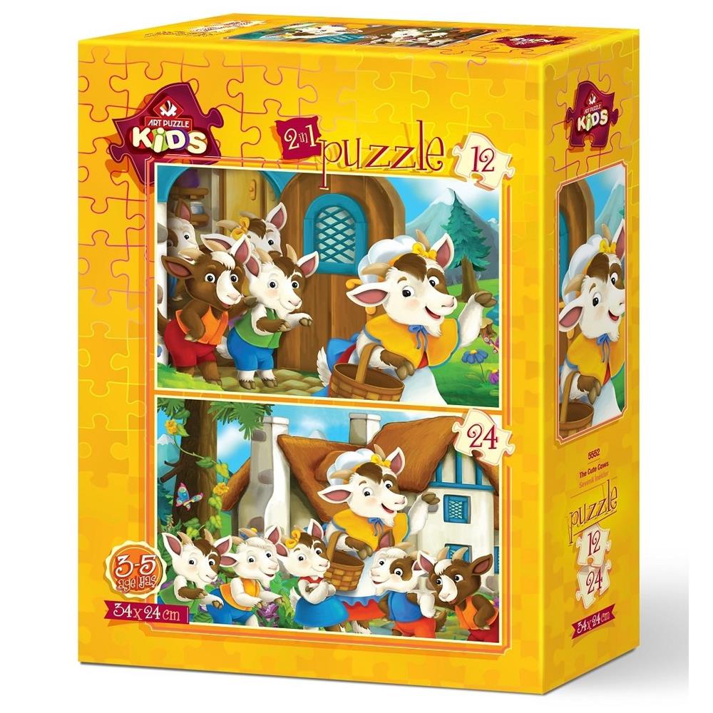 Heidi Oyuncak Art Çocuk Puzzle Sevimli İnekler 12 + 24 Parça 5552