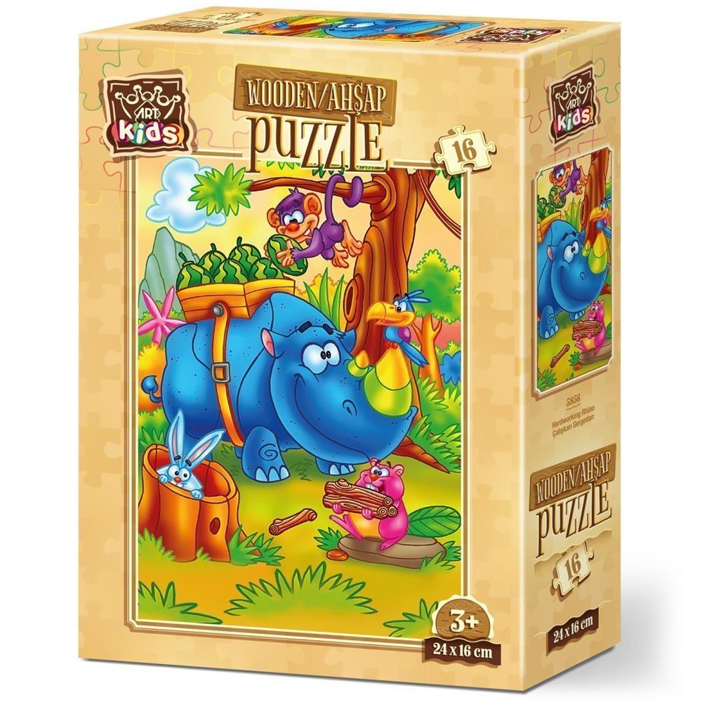 Heidi Oyuncak Art Kids Çalışkan Gergedan 16 Parça Ahşap Puzzle 5856