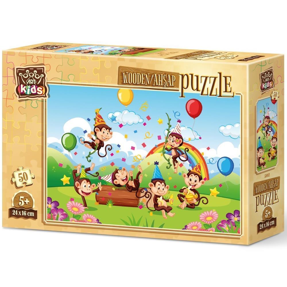 Heidi Oyuncak Art Kids Maymunlar Partisi 50 Parça Ahşap Puzzle 5882