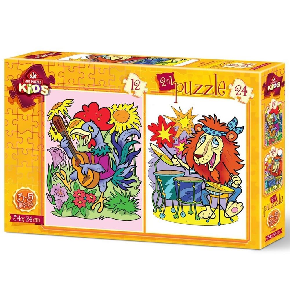 Heidi Oyuncak Art Kids Puzzle Müzisyen Hayvanlar 2 İn 1 12/24 Parça 4490