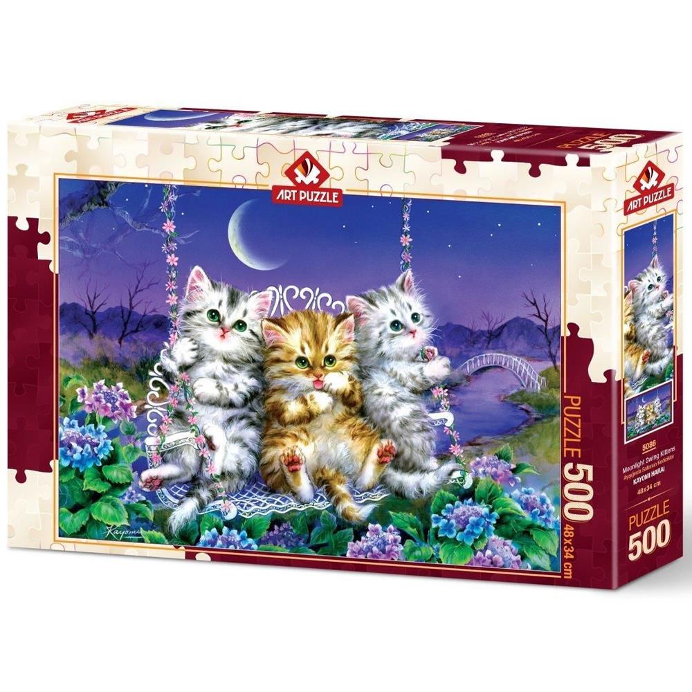 Heidi Oyuncak Art Puzzle Ayışığında Sallanan Kedicikler 500 Parça Puzzle 5086