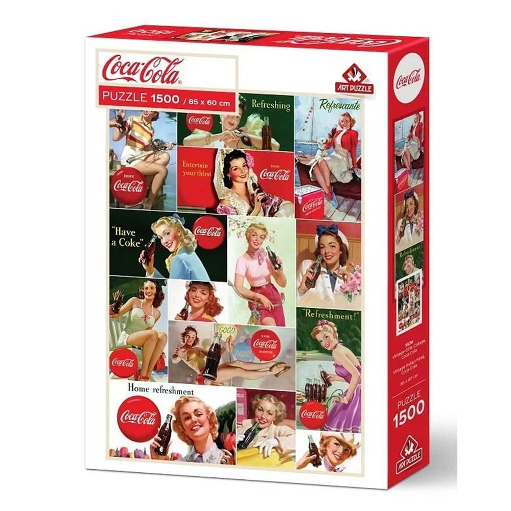 Heidi Oyuncak Art Puzzle Coca-Cola Vintage Kızları Kolaj 1500 Parça Puzzle 5936