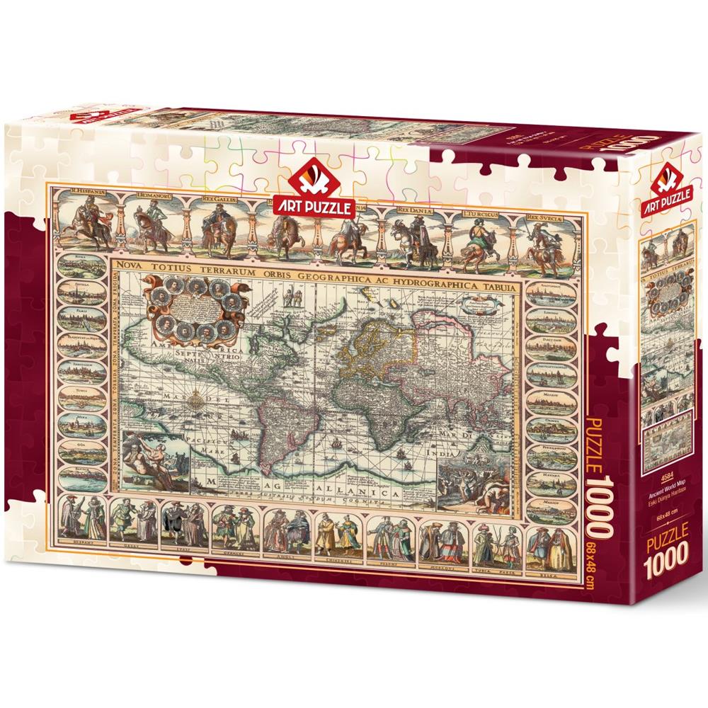 Heidi Oyuncak Art Puzzle Eski Dünya Haritası 1000 Parça Puzzle 4584