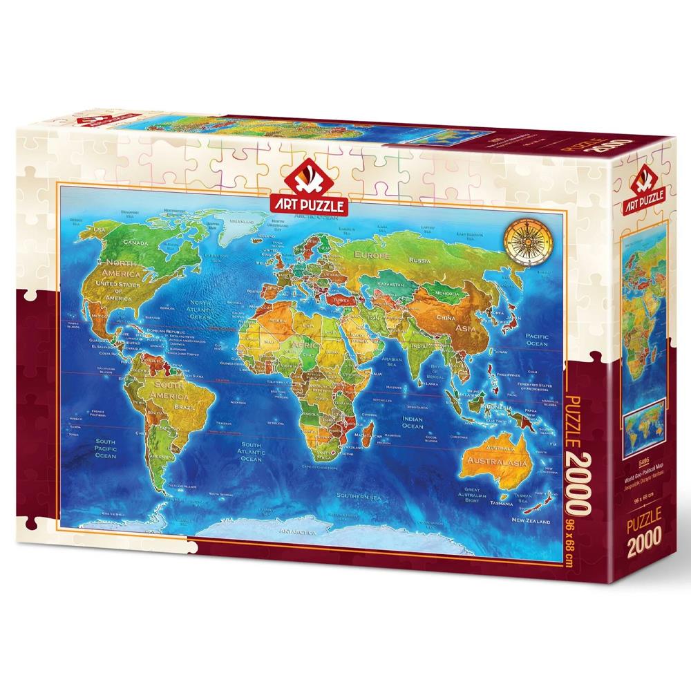 Heidi Oyuncak Art Puzzle Jeopolitik Dünya Haritası 2000 Parça Puzzle 5496