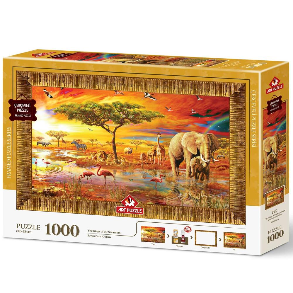 Heidi Oyuncak Art Puzzle Savana'Nın Kralları 1000 Parça Çerçeveli Puzzle 5695
