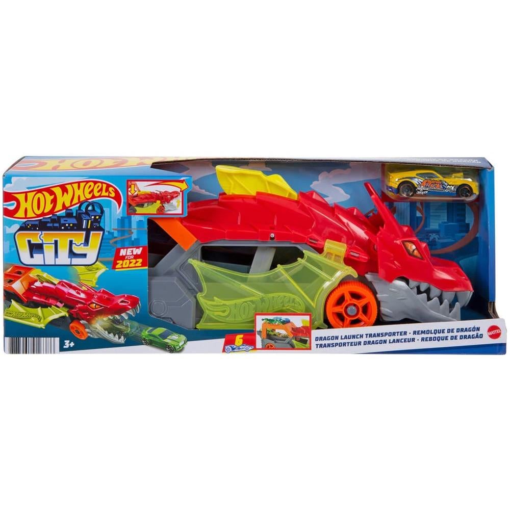 Hot Wheels Fırlatıcı ve Taşıyıcı Ejderha Garajlı Hotwheels Ejderha Araba GTK42