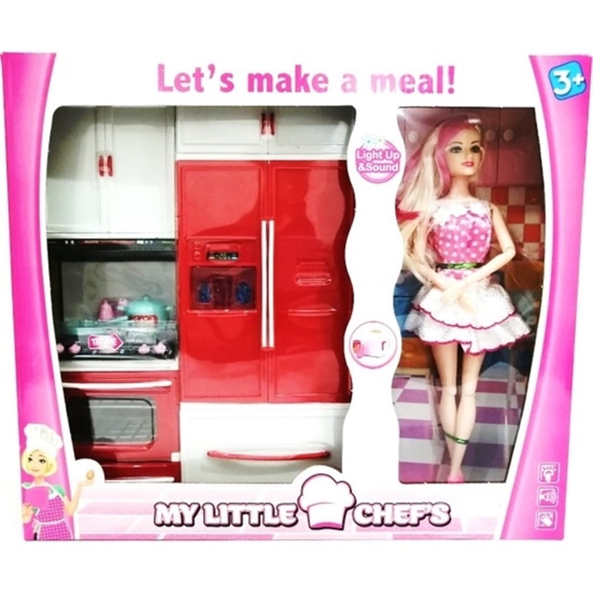 Kayyum Oyuncak My Lıttle Chefs 2'li Eklemli Et Bebek ve Buzdolablı Pembe