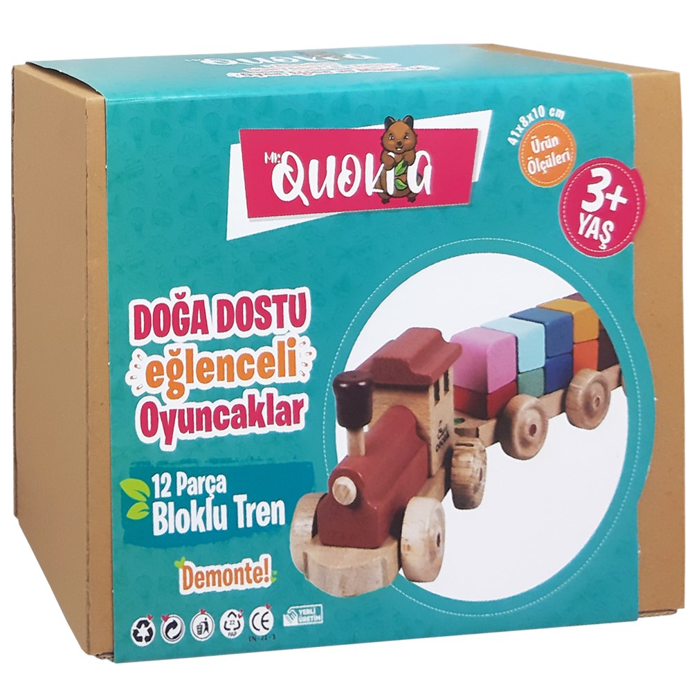 Kolat Oyuncak Quokka 12 Parça Bloklu Tren MR0035