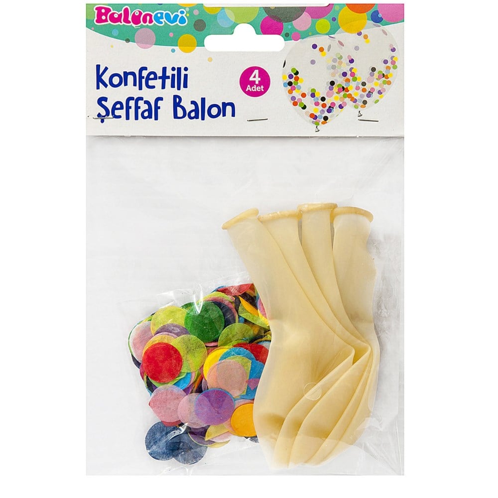 KONFETILI SEFFAF BALON 4LU