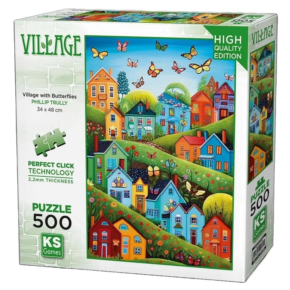Ks Games Village with Butterflies Puzzle 500 Parça 20079