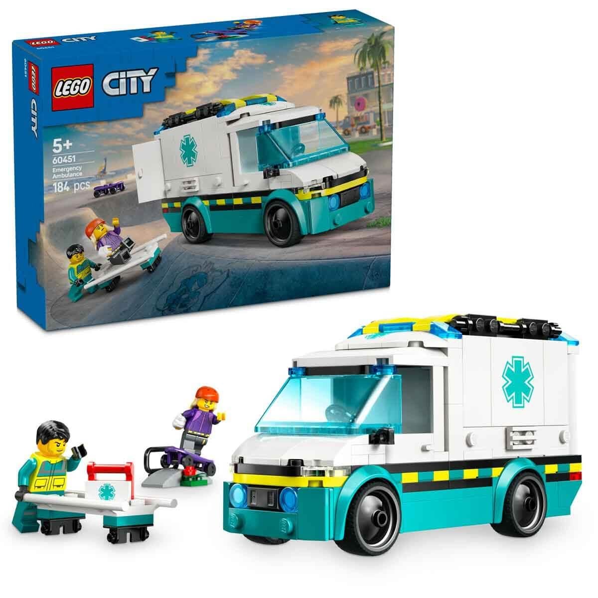 Lego City Acil Yardım Ambulansı 60451 Çocuklar için Yaratıcı Oyuncak Yapım Seti 184 Parça