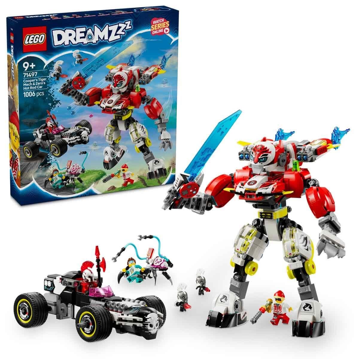 Lego Dreamzzz Cooper'ın Kaplan Robotu ve Zero'nun Hot Rod Arabası 71497 1006 Parça