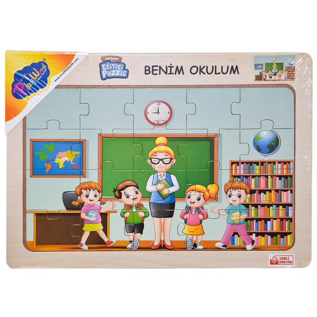 Onyıl Oyuncak Ahşap Eğitici Puzzle Benim Okulum ONY-101/102/103/104