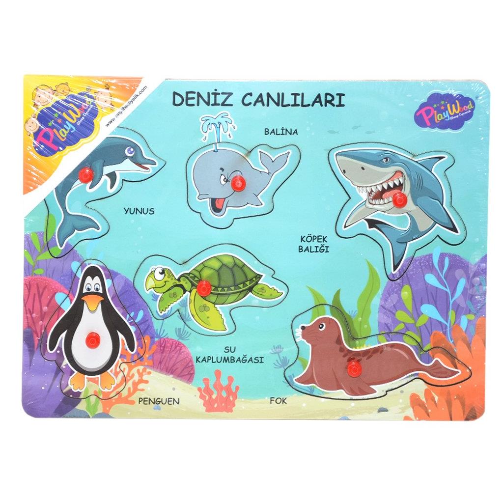 Onyıl Oyuncak Playwood Ahşap Tutmalı Deniz Canlıları Puzzle ONY-331/332
