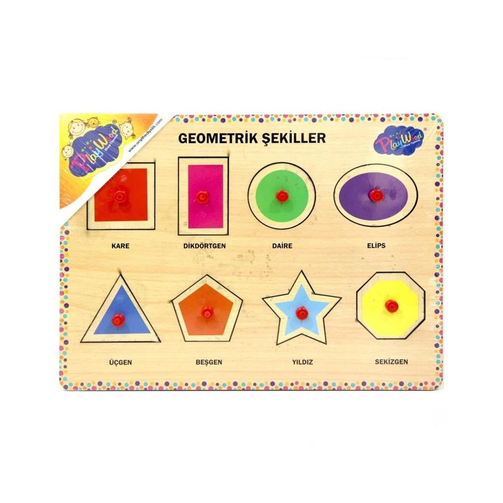 Onyıl Oyuncak Playwood Ahşap Tutmalı Geometrik Şekiller Puzzle ONY-348/349