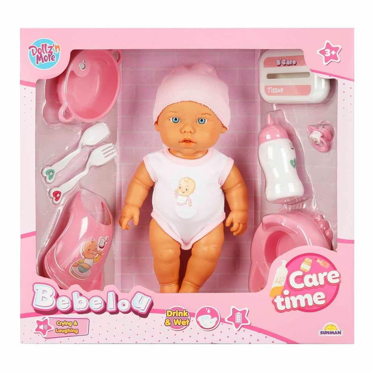 Sunman Oyuncak Bebelou Sesli Bakım Zamanı Bebek Oyun Seti 32 Cm 00003823