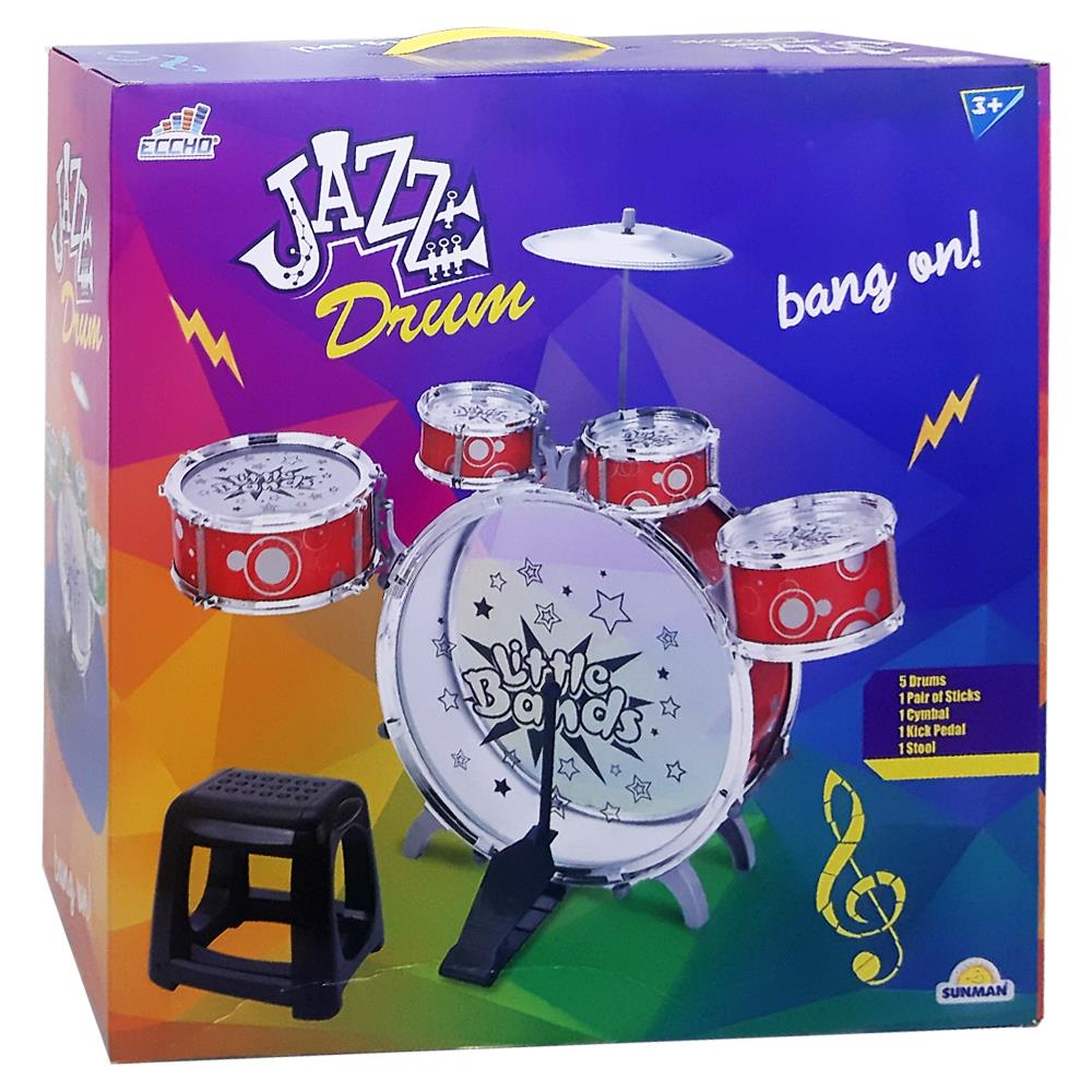 Sunman Oyuncak Davul Set Tabureli Pedallı 00016697