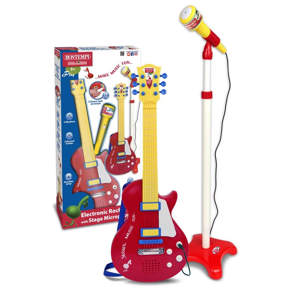 Sunman Oyuncak Elektronik Gitar Ayaklı Mikrofon Kırmızı 00045832
