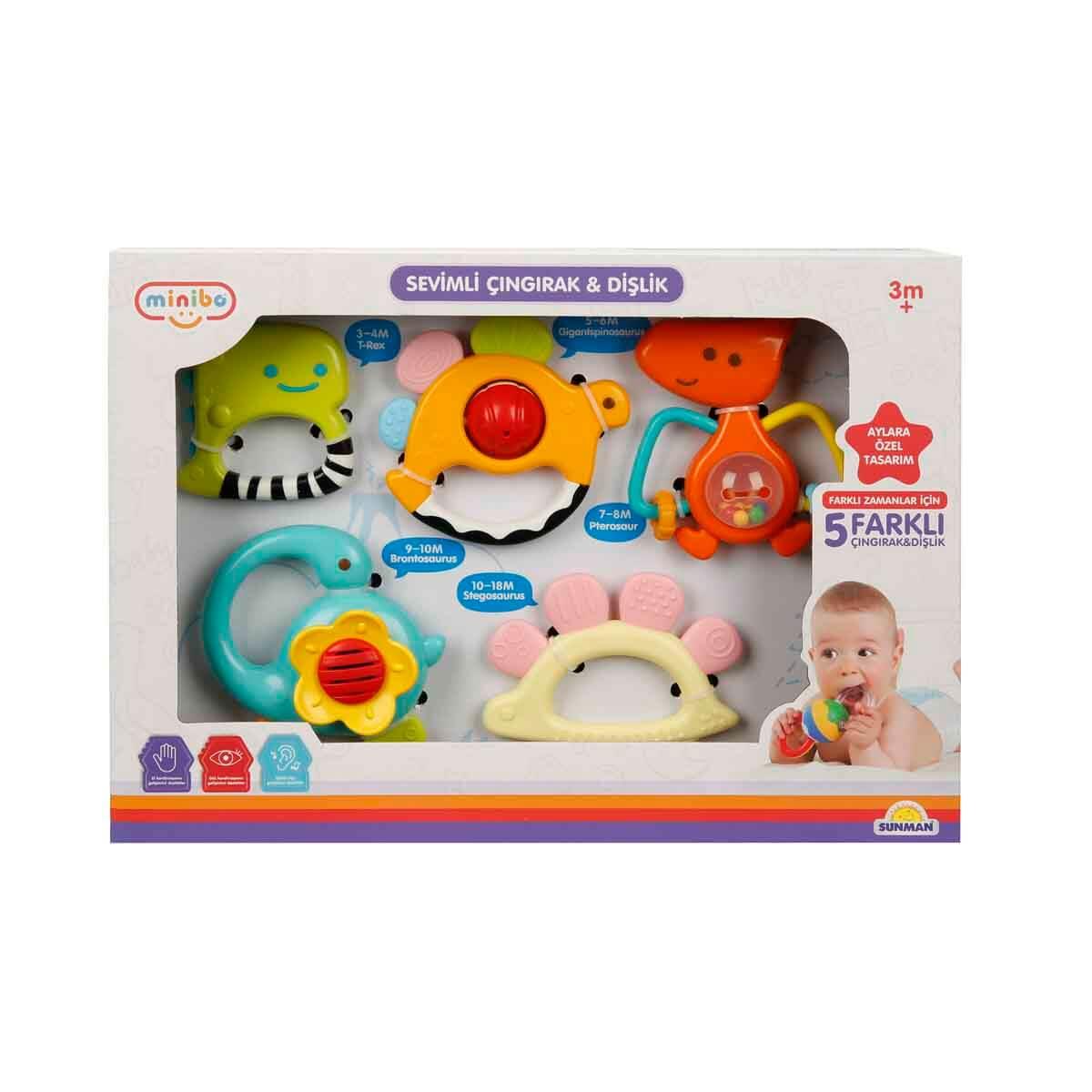 Sunman Oyuncak Minibo Sevimli Dinozorlar Çıngırak & Dişlik 00003330