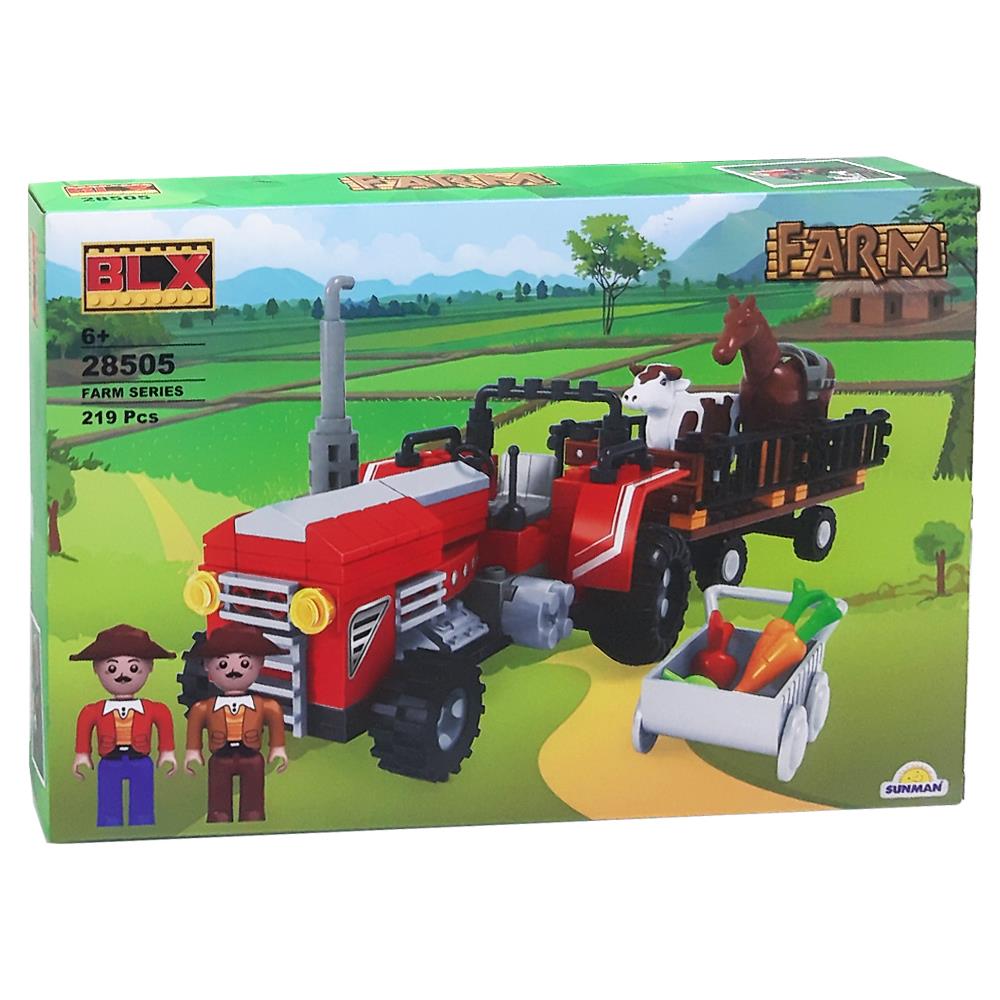 Sunman Oyuncak Römorklu Traktör Ve Atlar 219 Parça 01028505 SUN-RST-BLX-FARM