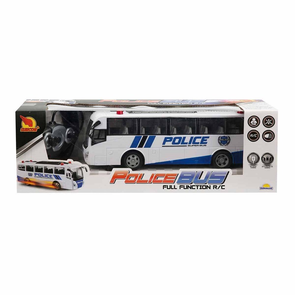 Sunman Oyuncak Uzaktan Kumandalı Işıklı Polis Otobüsü 30 cm 01987 SUN-RST-SNC-R/C F/F