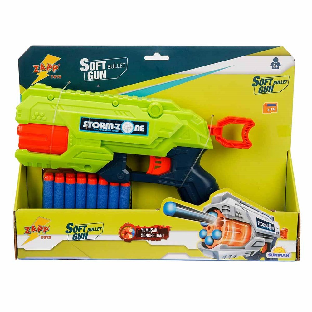 Sunman Oyuncak Zapp 16 Mermili Sünger Dart Atan Silah 02713 SUN-YFN-ZAP