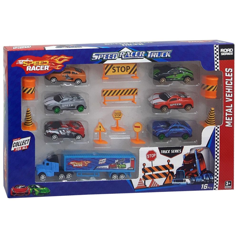 Toysan Oyuncak Tır Seti Trafik Levhalı 6 Lı Metal Arabalı TOY-49