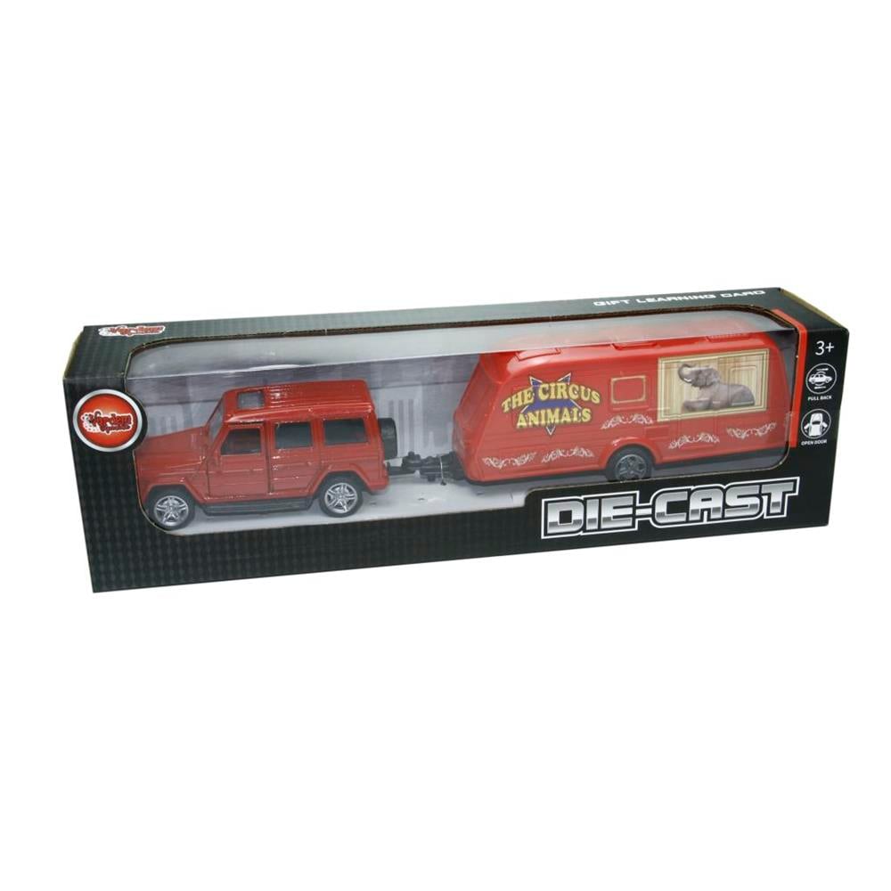 Vardem Oyuncak Hayvan Taşıma Romörklu Die-Cast Çek Bırak Jeep XFD1006