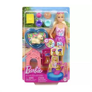 Barbie Oyuncak Bebek ve Evcil Hayvan Aksesuarları Havuz Partisi Seti JBF35