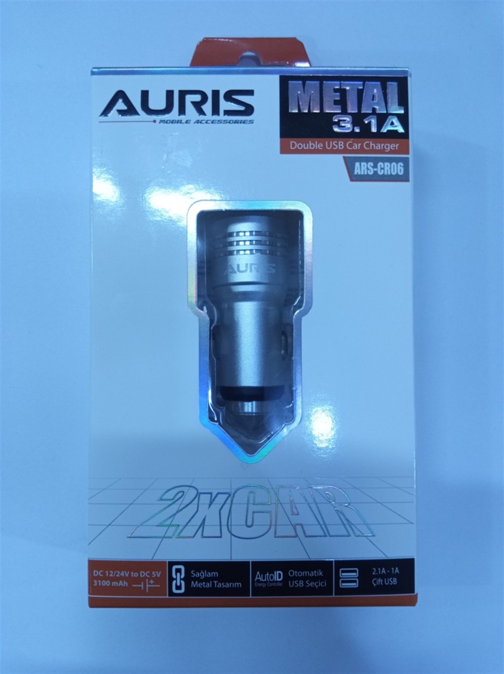 Auris Metal Araba Çakmaklık Şarj Aleti USB Şarj Soketi 3.1A Hızlı Şarj