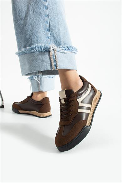 Kadın Sneaker Bağcıklı Spor Ayakkabı Tera - Kahverengi