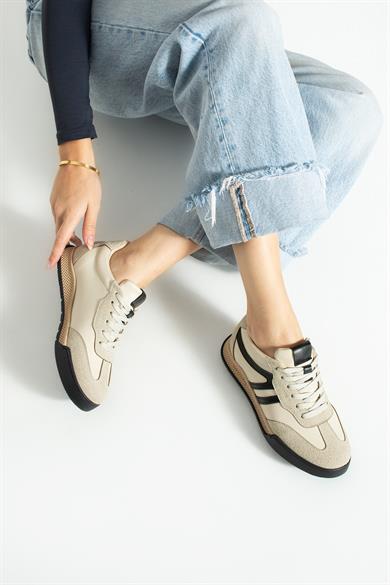 Kadın Sneaker Bağcıklı Spor Ayakkabı Tera - Bej