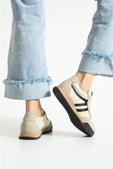 Kadın Sneaker Bağcıklı Spor Ayakkabı Tera - Bej