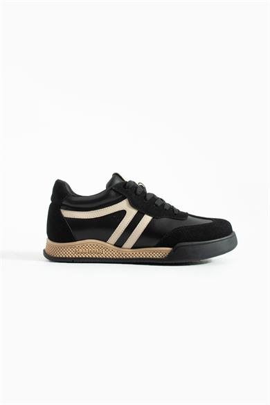 Kadın Sneaker Bağcıklı Spor Ayakkabı Tera - Siyah