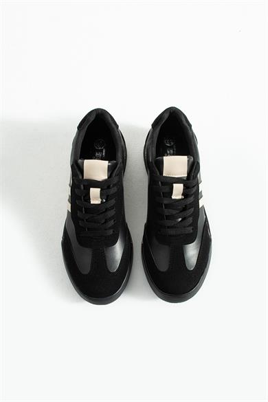 Kadın Sneaker Bağcıklı Spor Ayakkabı Tera - Siyah