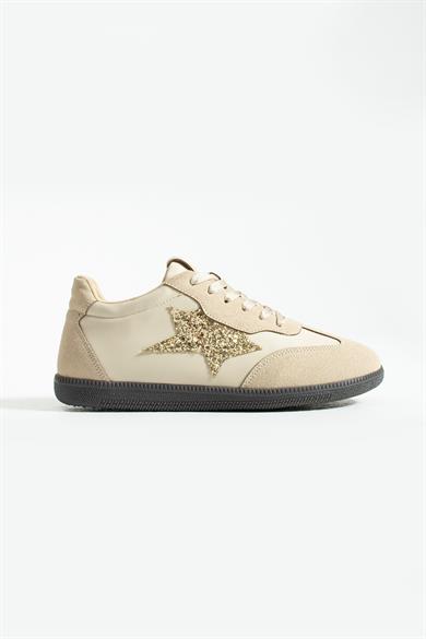 Kadın Sneaker Bağcıklı Yarım Yıldız Detaylı Spor Ayakkabı Nuvon - Bej