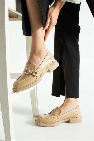 Kadın Toka Detaylı Günlük Loafer Teya - Bej