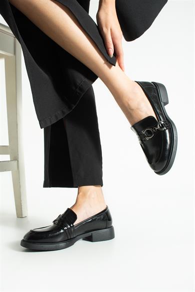 Kadın Toka Detaylı Günlük Loafer Teya - Siyah