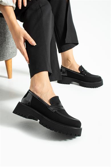 Kadın Yüksek Taban Günlük Loafer Vela - Siyah
