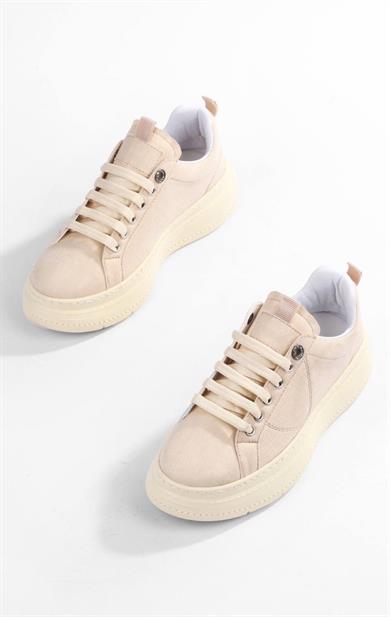 Kadın Bej Sade ve Zarif Günlük Sneaker