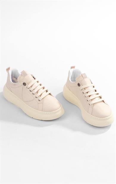 Kadın Bej Sade ve Zarif Günlük Sneaker