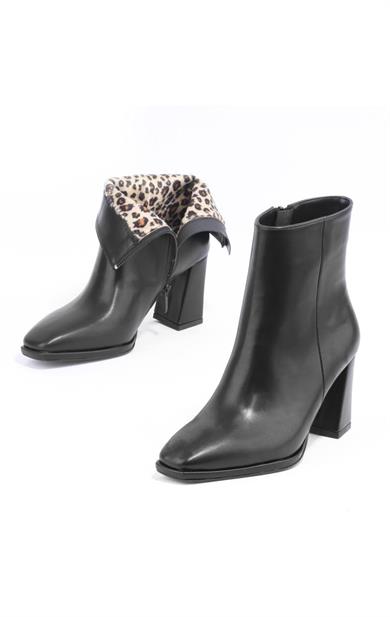 Kadın Siyah Cilt Klasik Topuklu Bot