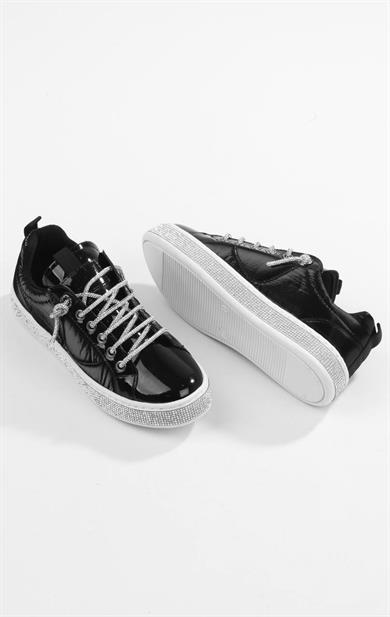 Kadın Siyah Taşlı Ortopedik Sneaker