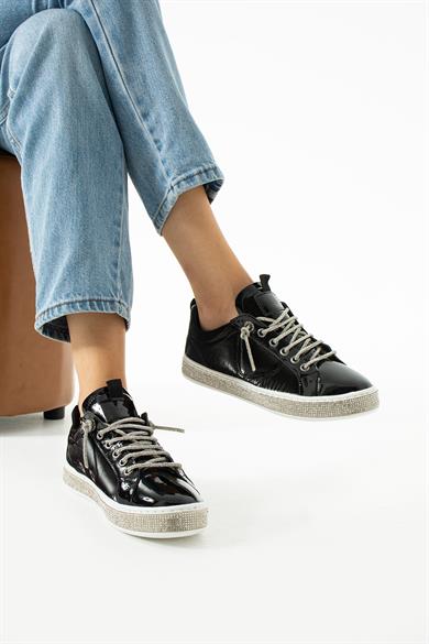 Kadın Siyah Taşlı Ortopedik Sneaker