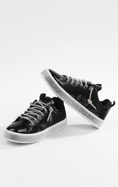 Kadın Siyah Taşlı Ortopedik Sneaker